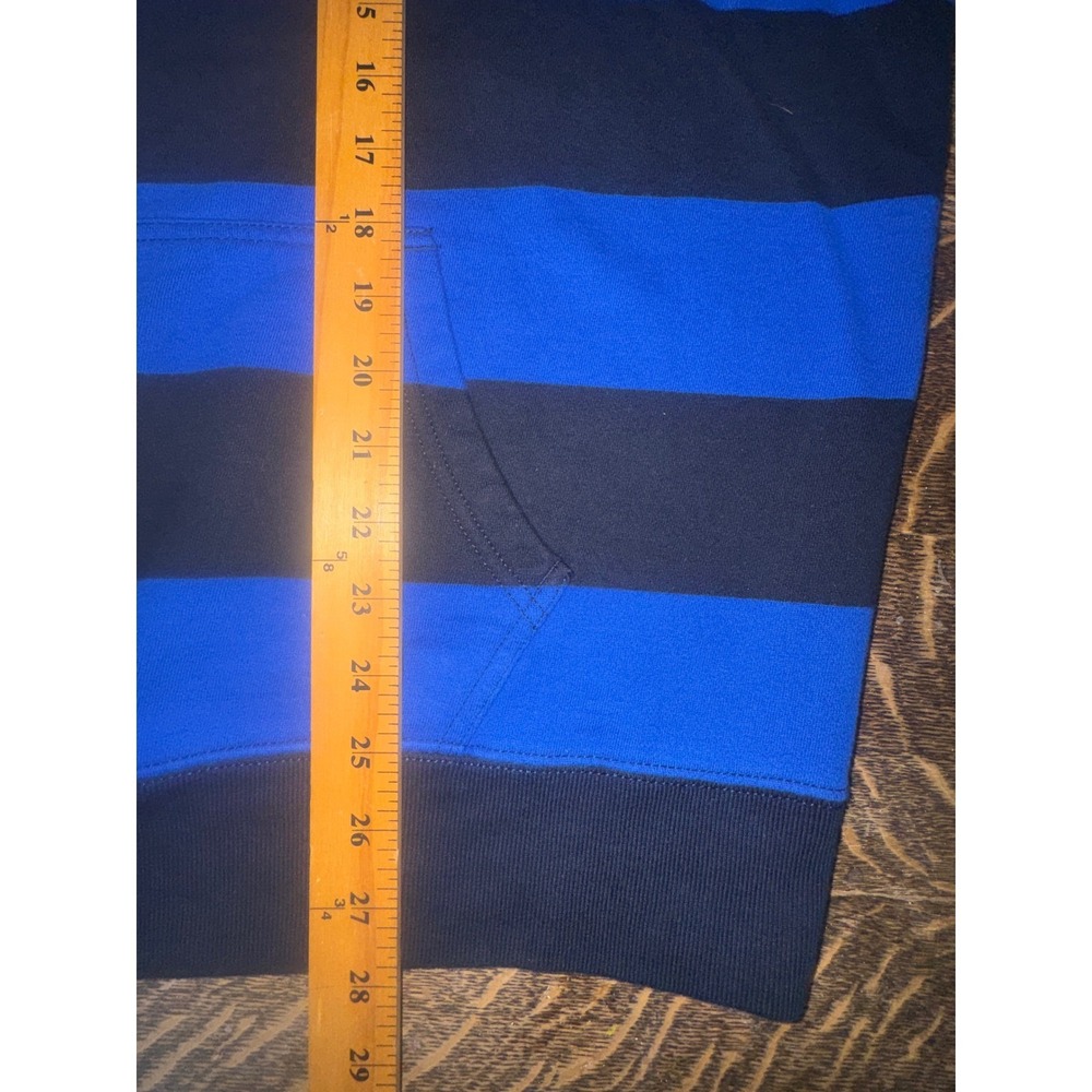 Polo Ralph Lauren Hooded Rugby Shirt XXL Navy Royal Blue Stripe Pullover - Picture 8 of 12